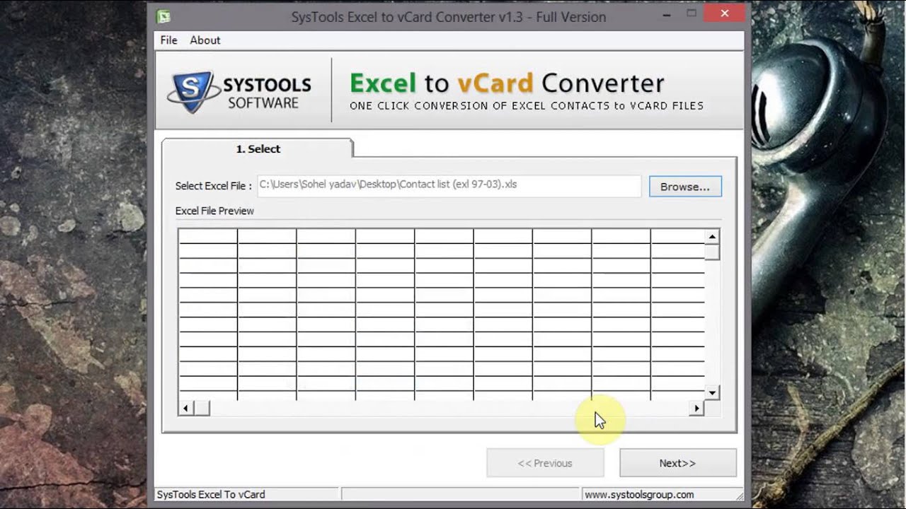 export excel to vcard
